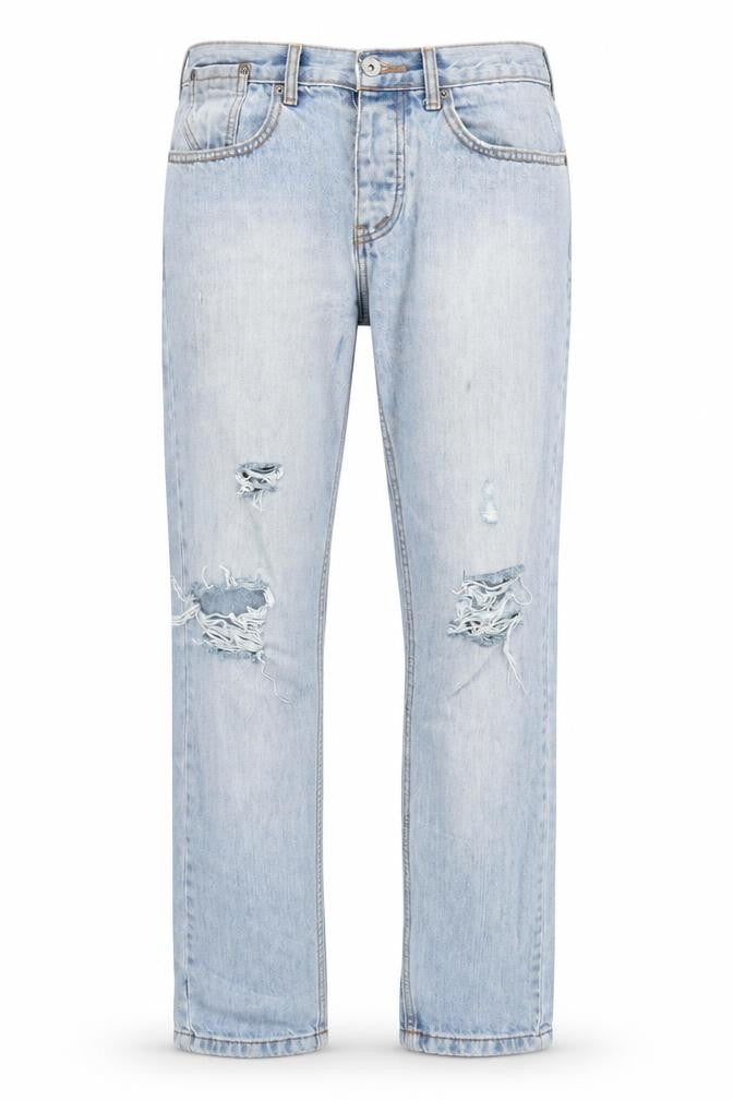 Topman Mens Blue Cotton Straight Jeans Size 34 in L36 in Regular Button