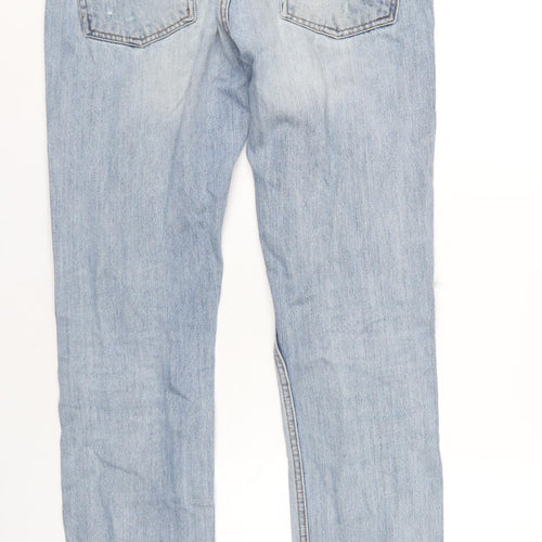 Topman Mens Blue Cotton Straight Jeans Size 34 in L36 in Regular Button