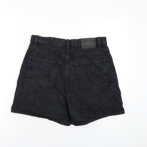 Pull&Bear Womens Black Cotton Boyfriend Shorts Size 12 L5 in Regular Zip