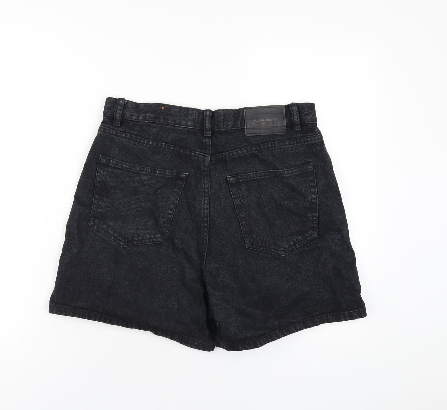 Pull&Bear Womens Black Cotton Boyfriend Shorts Size 12 L5 in Regular Zip