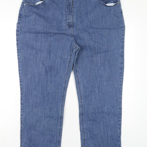Damart Womens Blue Cotton Straight Jeans Size 36 in L26 in Regular Zip