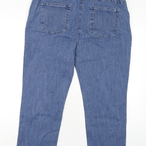 Damart Womens Blue Cotton Straight Jeans Size 36 in L26 in Regular Zip