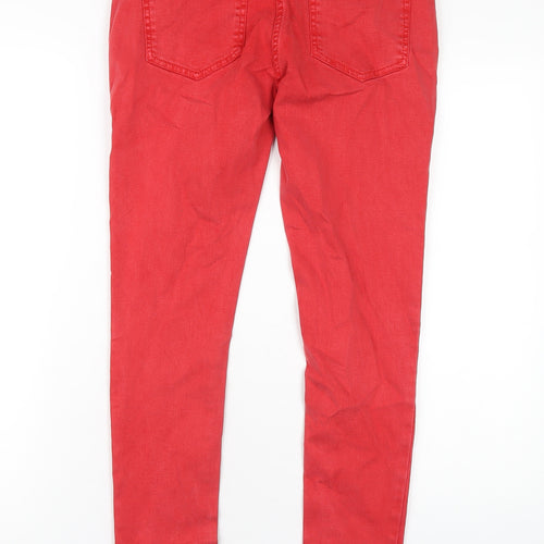 NEXT Womens Red Cotton Skinny Jeans Size 10 L29 in Regular Zip