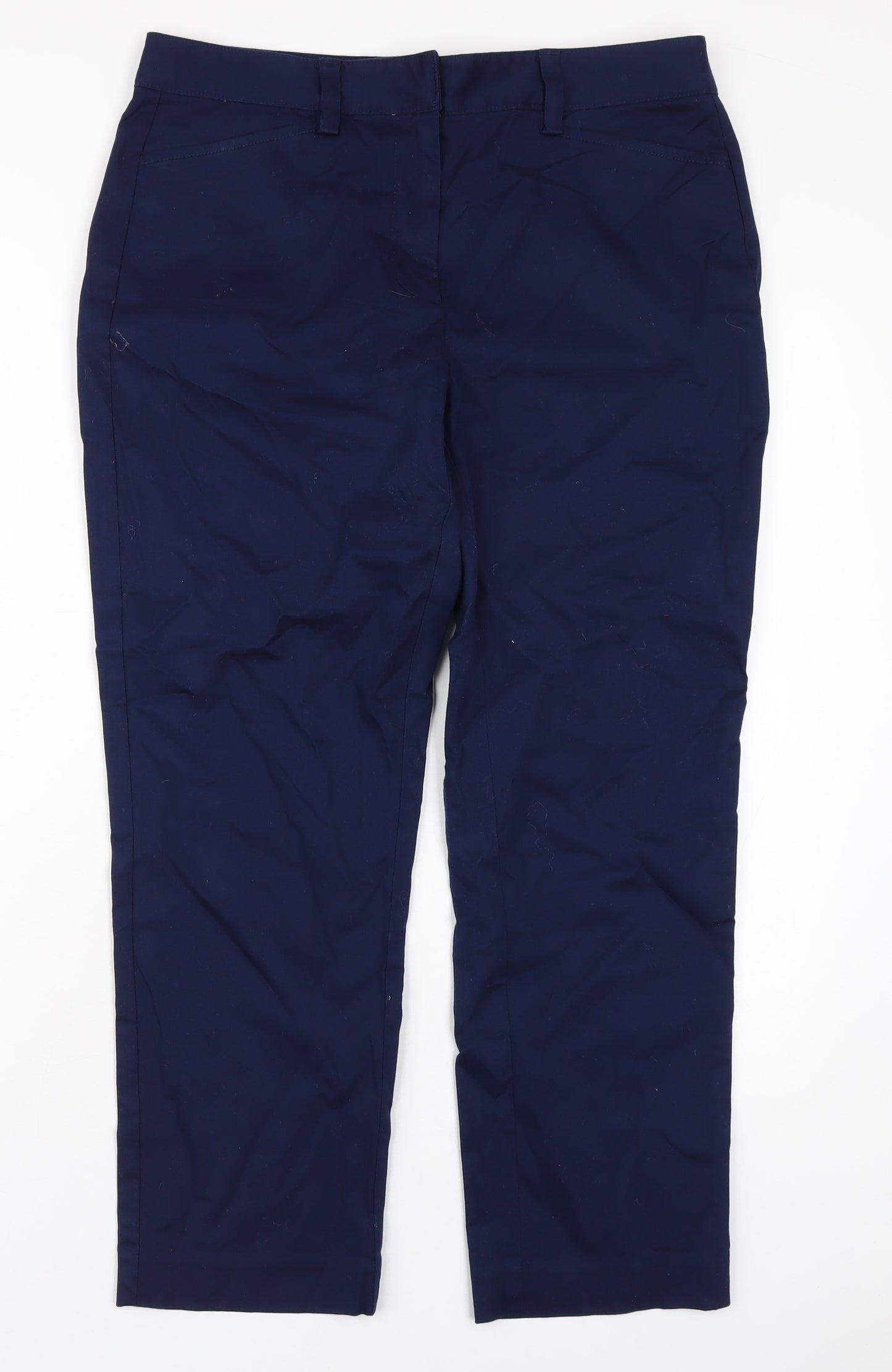 Lands' End Womens Blue Cotton Capri Trousers Size 8 L26 in Regular Zip