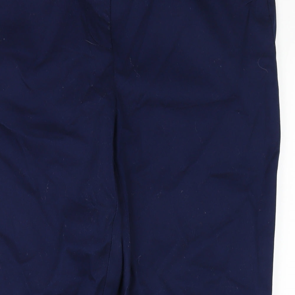 Lands' End Womens Blue Cotton Capri Trousers Size 8 L26 in Regular Zip