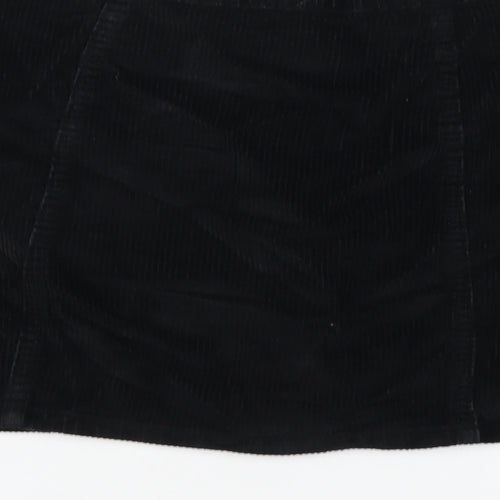 Denim & Co. Womens Black Cotton A-Line Skirt Size 12 Button