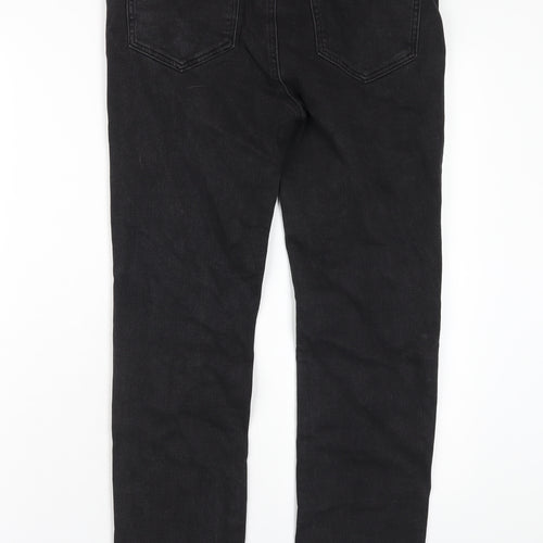 NEXT Womens Black Cotton Straight Jeans Size 10 L29 in Slim Zip