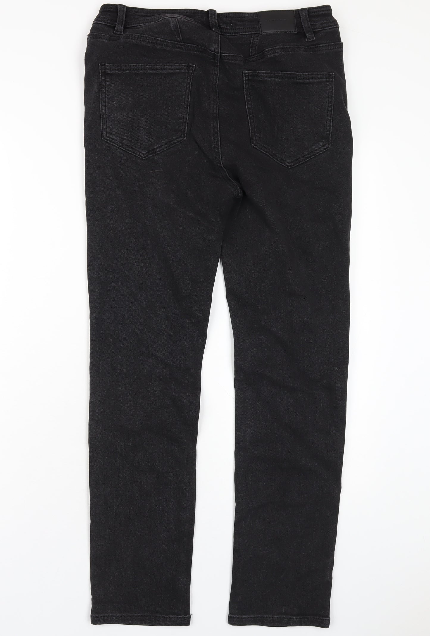 NEXT Womens Black Cotton Straight Jeans Size 10 L29 in Slim Zip