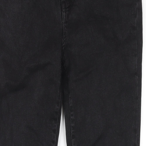 NEXT Womens Black Cotton Straight Jeans Size 10 L29 in Slim Zip