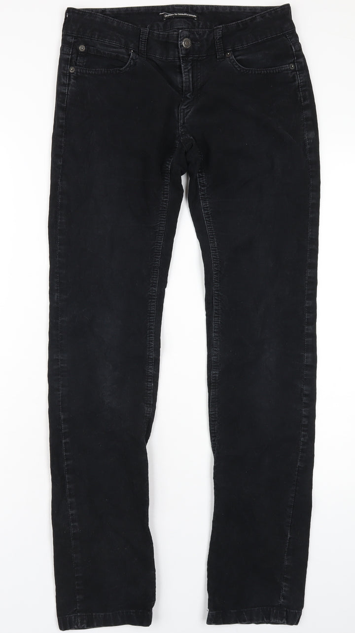 Drykorn Womens Black Cotton Trousers Size 27 in L34 in Slim Zip