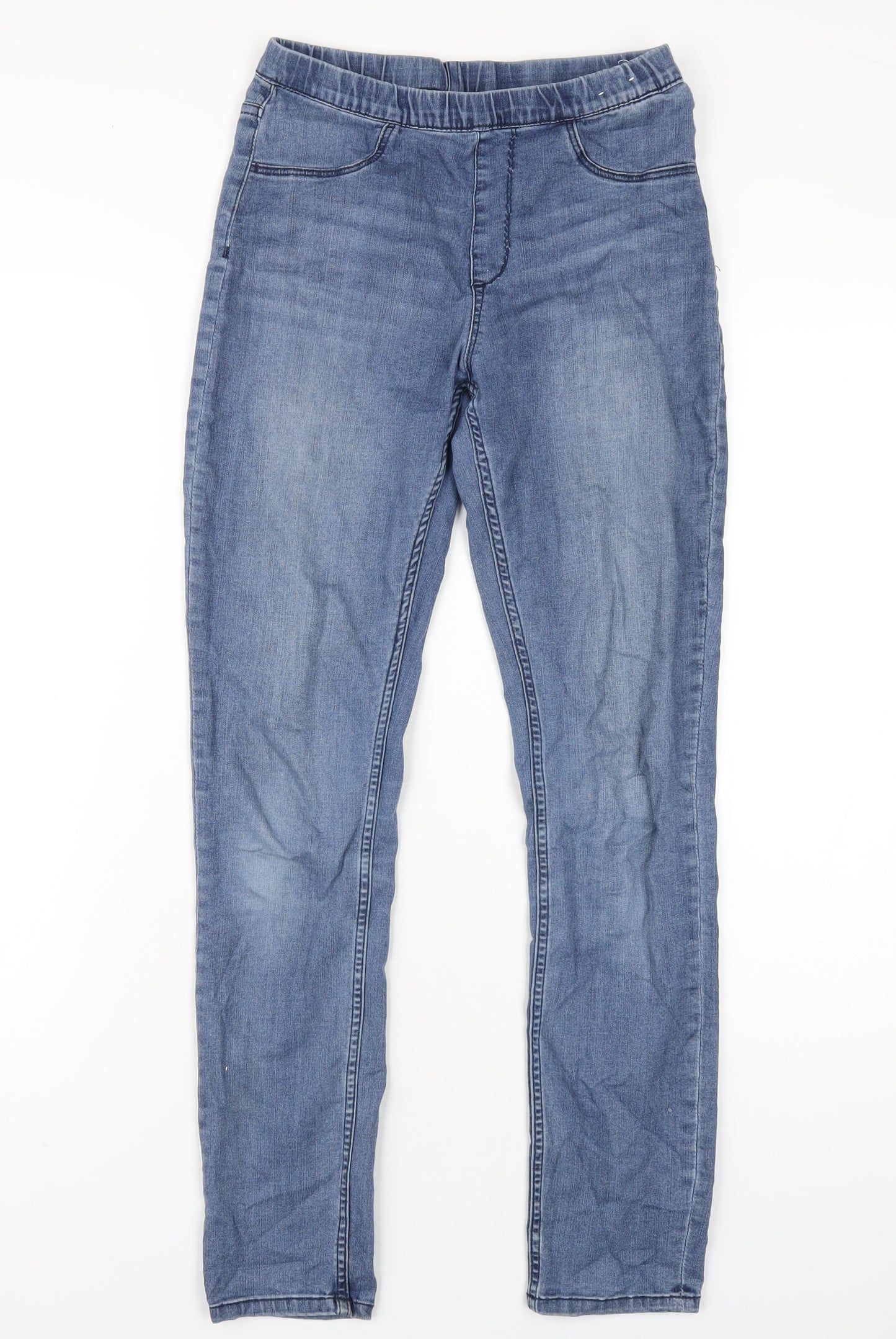 H&M Girls Blue Cotton Jegging Jeans Size 14 Years L29 in Regular Pullover
