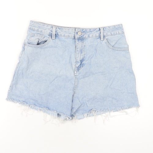 Fashion Box Womens Blue Cotton Cut-Off Shorts Size 12 Regular Zip