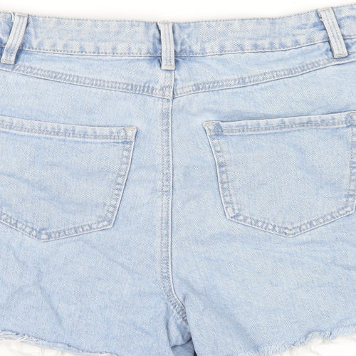 Fashion Box Womens Blue Cotton Cut-Off Shorts Size 12 Regular Zip