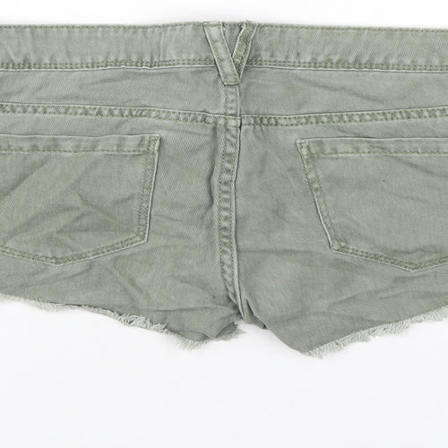 Denim & Co. Womens Green Cotton Hot Pants Shorts Size 10 Regular Zip