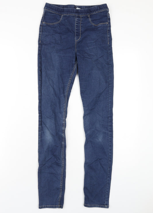 H&M Girls Blue Cotton Jegging Jeans Size 14 Years L29 in Regular Pullover