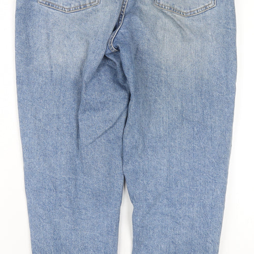 H&M Womens Blue Cotton Tapered Jeans Size 12 L29 in Regular Zip