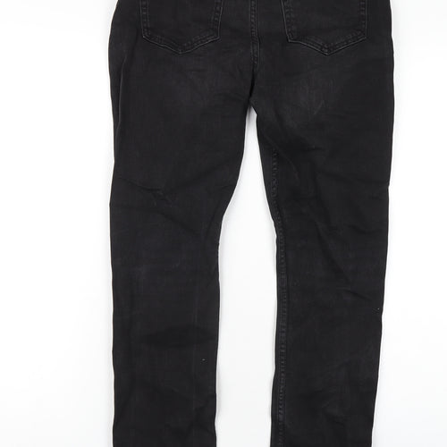 Marks and Spencer Boys Black Cotton Straight Jeans Size 13-14 Years L29 in Regular Zip
