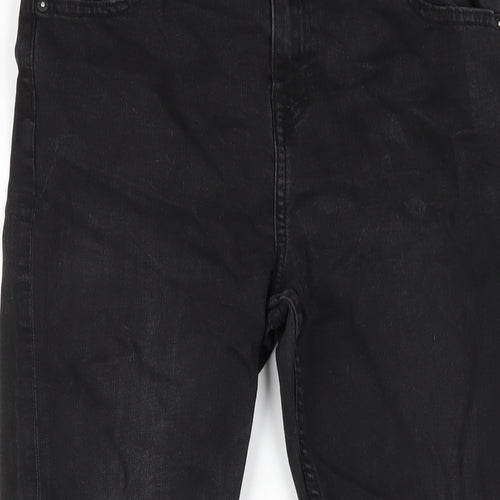 Marks and Spencer Boys Black Cotton Straight Jeans Size 13-14 Years L29 in Regular Zip