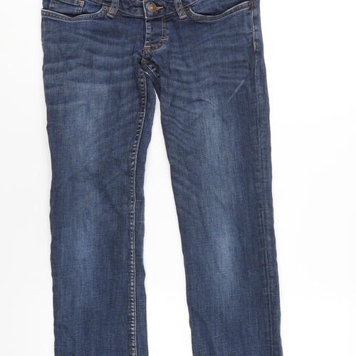 H&M Womens Blue Cotton Straight Jeans Size 8 L32 in Regular