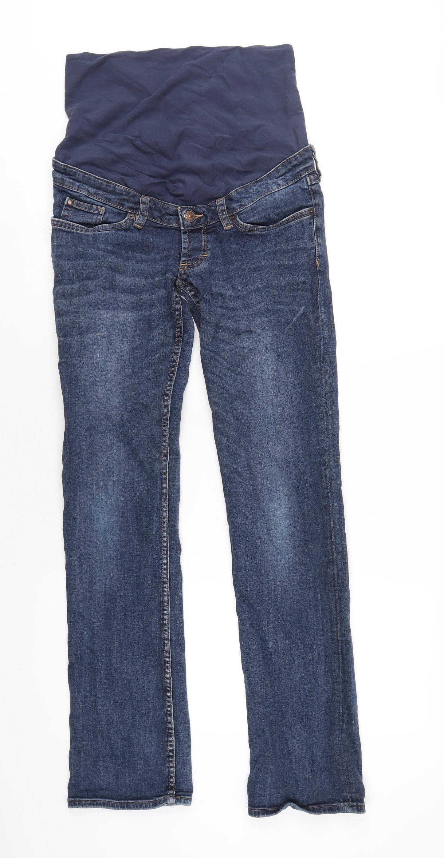 H&M Womens Blue Cotton Straight Jeans Size 8 L32 in Regular