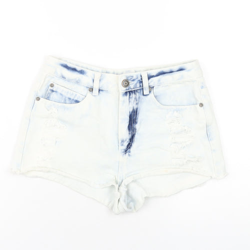 Denim & Co. Womens Blue Cotton Hot Pants Shorts Size 26 in Regular Zip