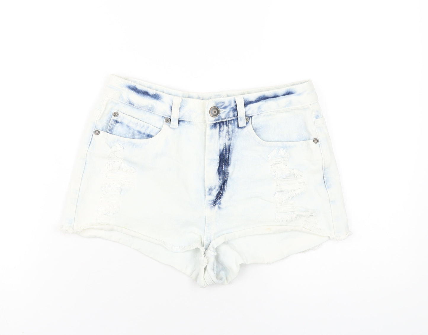 Denim & Co. Womens Blue Cotton Hot Pants Shorts Size 26 in Regular Zip