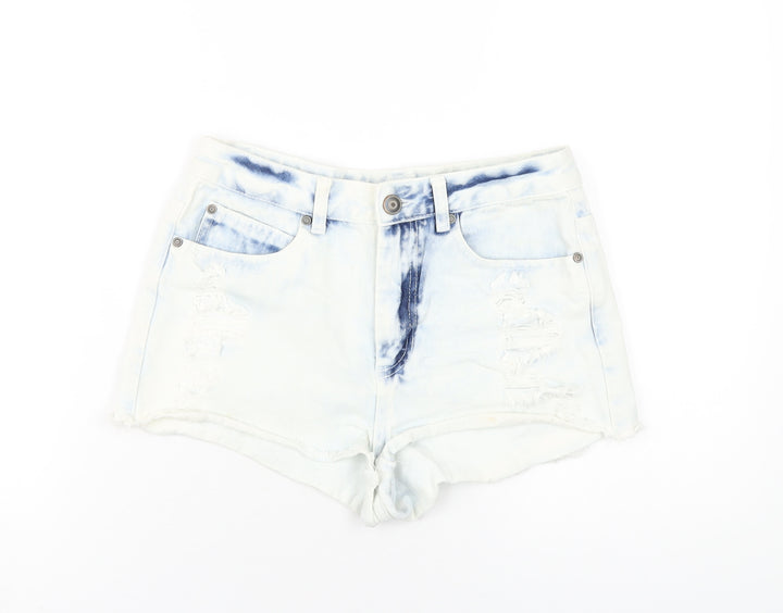 Denim & Co. Womens Blue Cotton Hot Pants Shorts Size 26 in Regular Zip