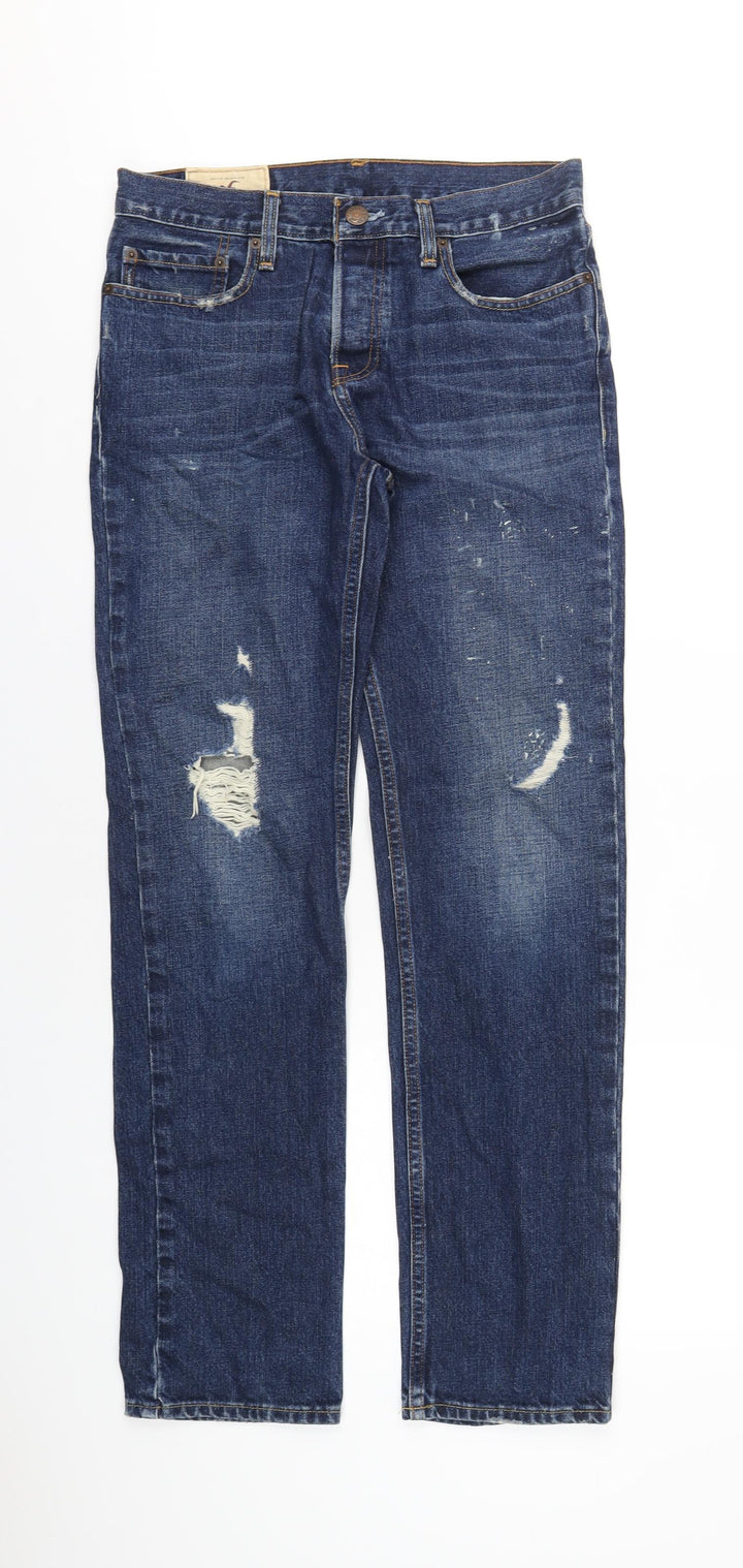 Hollister Mens Blue Cotton Straight Jeans Size 30 in L32 in Slim Zip