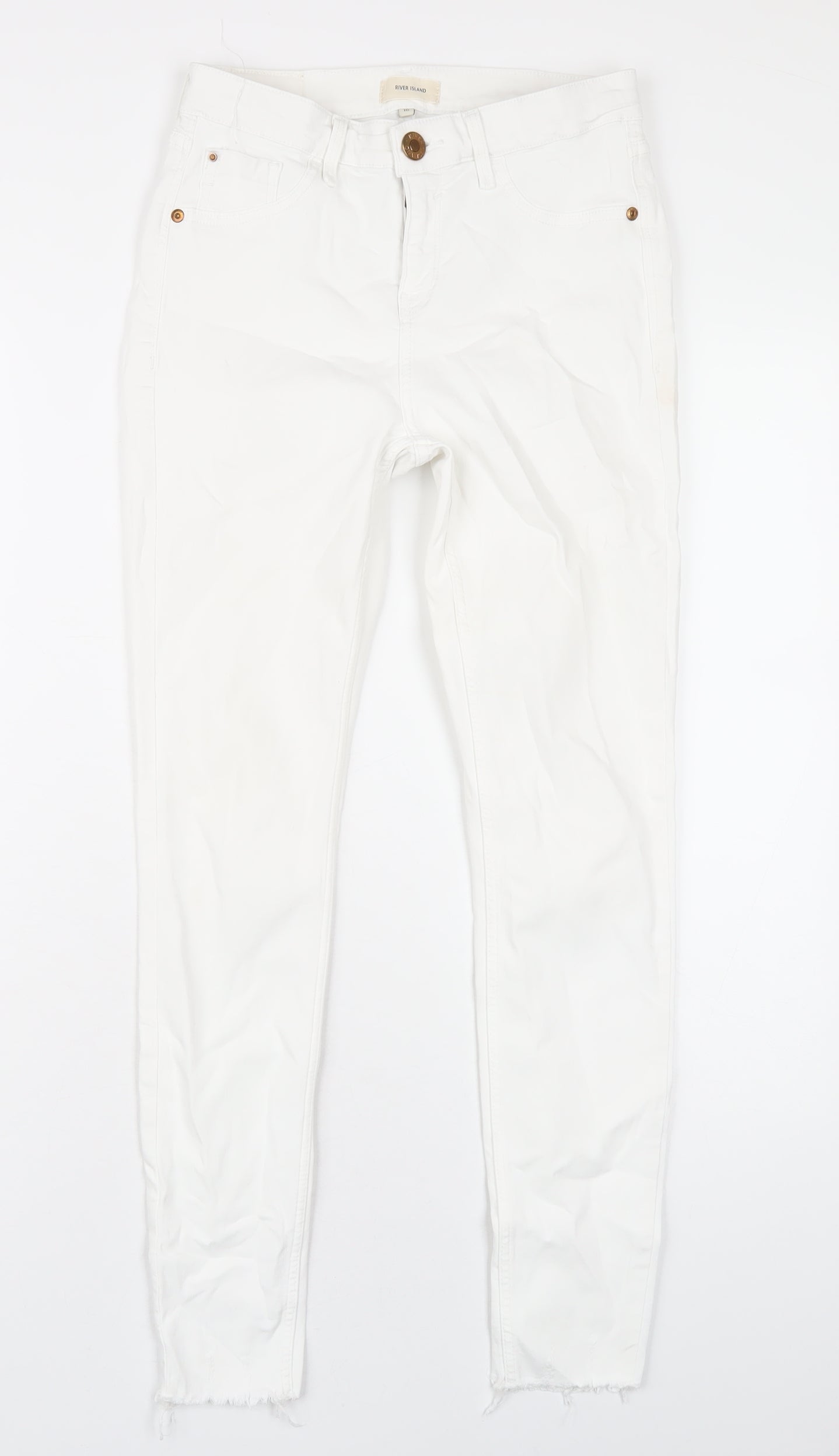 River Island Womens White Cotton Skinny Jeans Size 10 L28 in Regular Zip