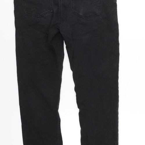 NEXT Mens Black Cotton Straight Jeans Size 32 in L30 in Regular Zip