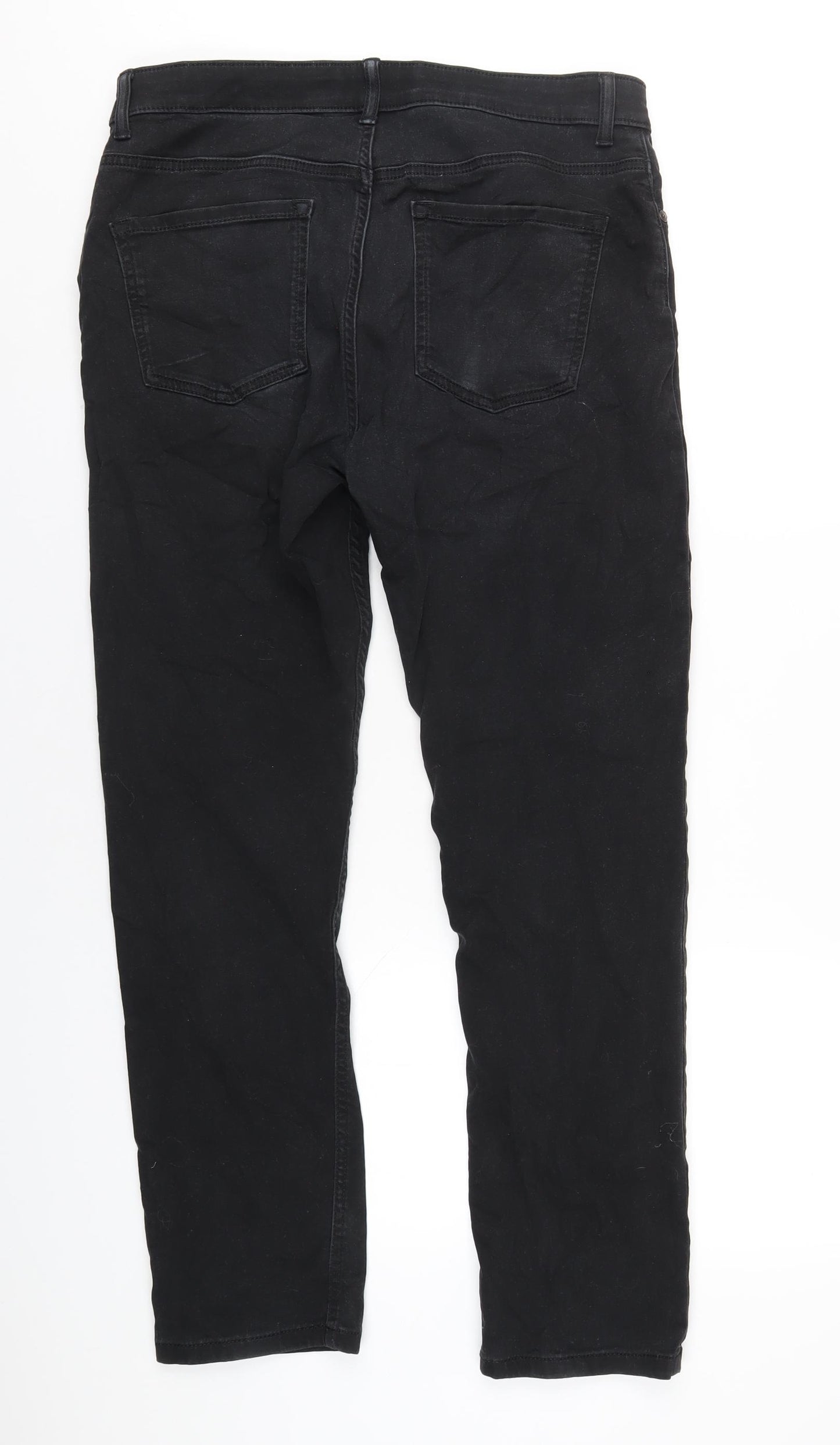 NEXT Mens Black Cotton Straight Jeans Size 32 in L30 in Regular Zip