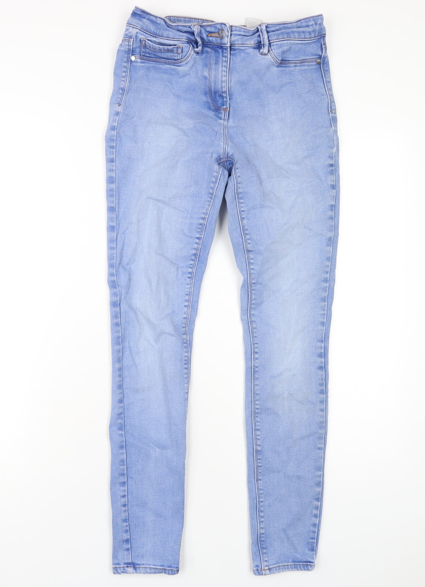 NEXT Womens Blue Cotton Skinny Jeans Size 12 L30 in Regular Zip