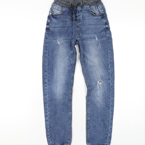 NEXT Boys Blue Cotton Straight Jeans Size 9 Months L26 in Regular Drawstring