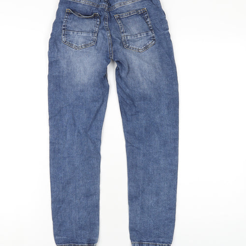 NEXT Boys Blue Cotton Straight Jeans Size 9 Months L26 in Regular Drawstring