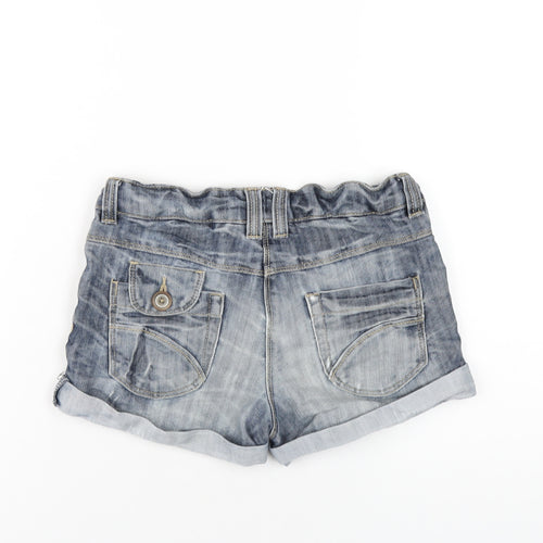 NEXT Girls Blue Cotton Boyfriend Shorts Size 9 Years Regular Zip