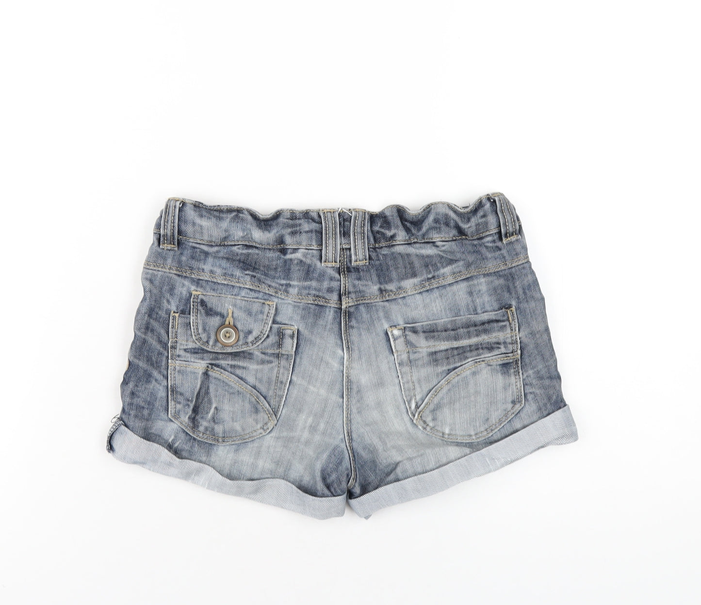 NEXT Girls Blue Cotton Boyfriend Shorts Size 9 Years Regular Zip