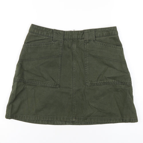 BDG Womens Green Cotton A-Line Skirt Size M Zip