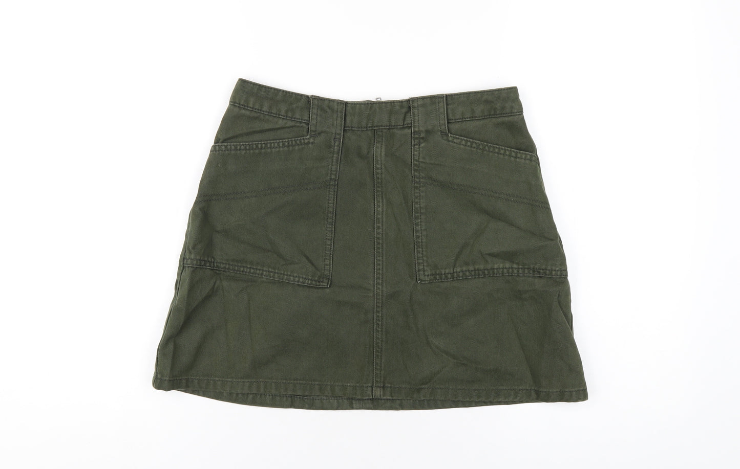 BDG Womens Green Cotton A-Line Skirt Size M Zip