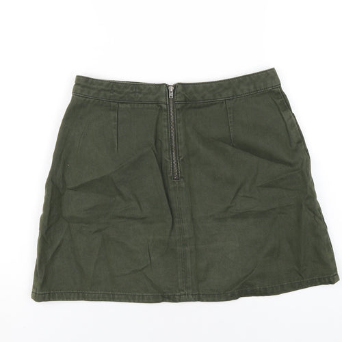 BDG Womens Green Cotton A-Line Skirt Size M Zip