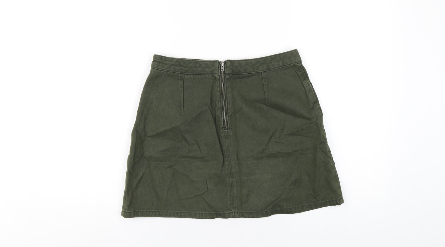 BDG Womens Green Cotton A-Line Skirt Size M Zip