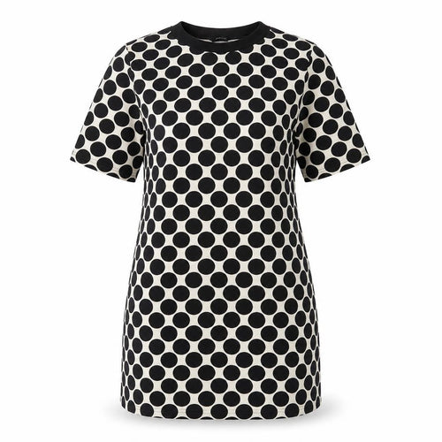 Dorothy Perkins Womens Black Polka Dot Polyester T-Shirt Dress Size 10 Round Neck Pullover