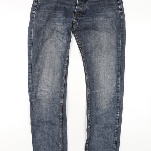 Bellfield Mens Black Cotton Straight Jeans Size 30 in L32 in Regular Button