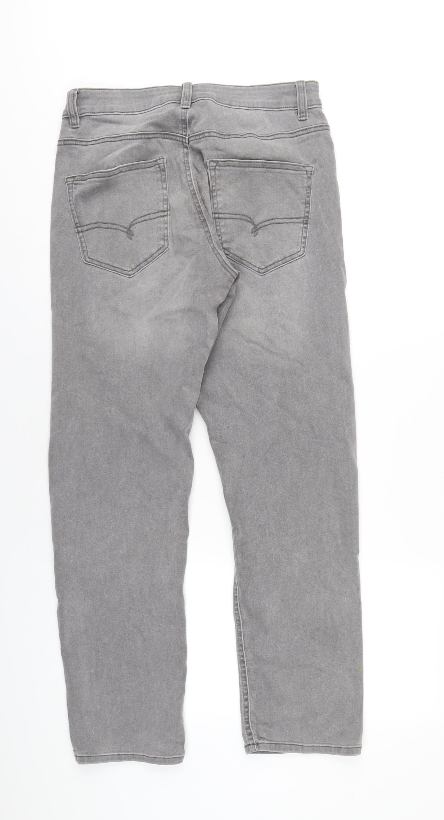 NEXT Mens Grey Cotton Straight Jeans Size 32 in L30 in Regular Zip