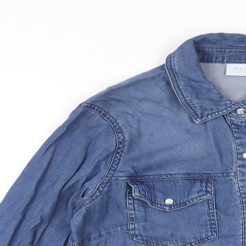 VILA Womens Blue Lyocell Basic Button-Up Size S Collared