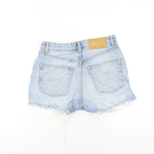 Pull&Bear Womens Blue Cotton Cut-Off Shorts Size 6 Regular Button