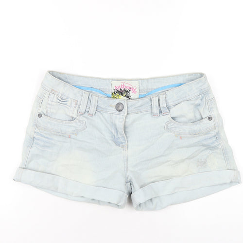 George Womens Blue Cotton Boyfriend Shorts Size 12 Regular Zip