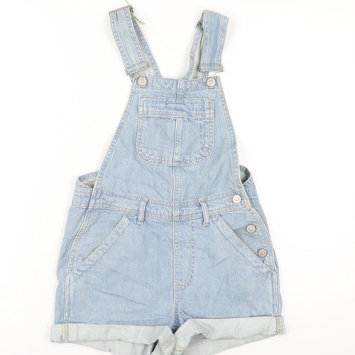 Topshop Womens Blue Cotton Playsuit One-Piece Size 4 Buckle