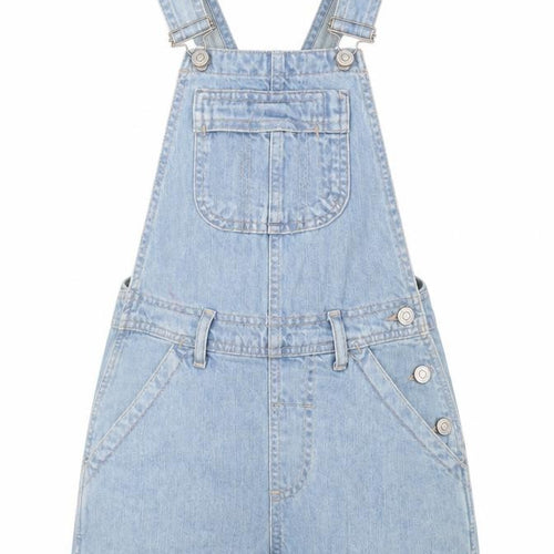 Topshop Womens Blue Cotton Playsuit One-Piece Size 4 Buckle