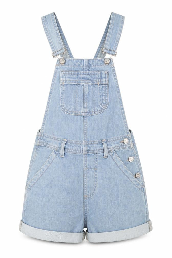Topshop Womens Blue Cotton Playsuit One-Piece Size 4 Buckle