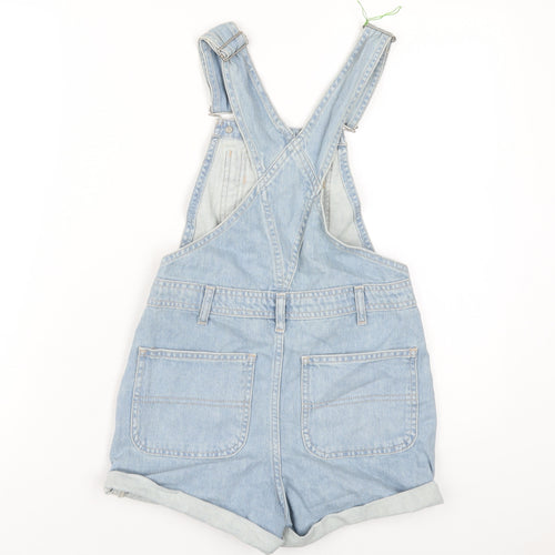 Topshop Womens Blue Cotton Playsuit One-Piece Size 4 Buckle